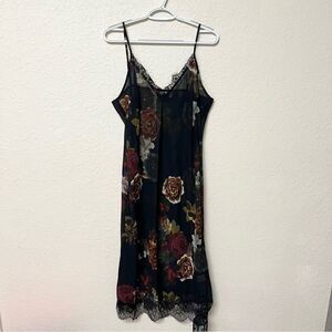 Soft Surroundings Women Anais Maxi Slip Dress Floral Sheer Lace Elegant Size L